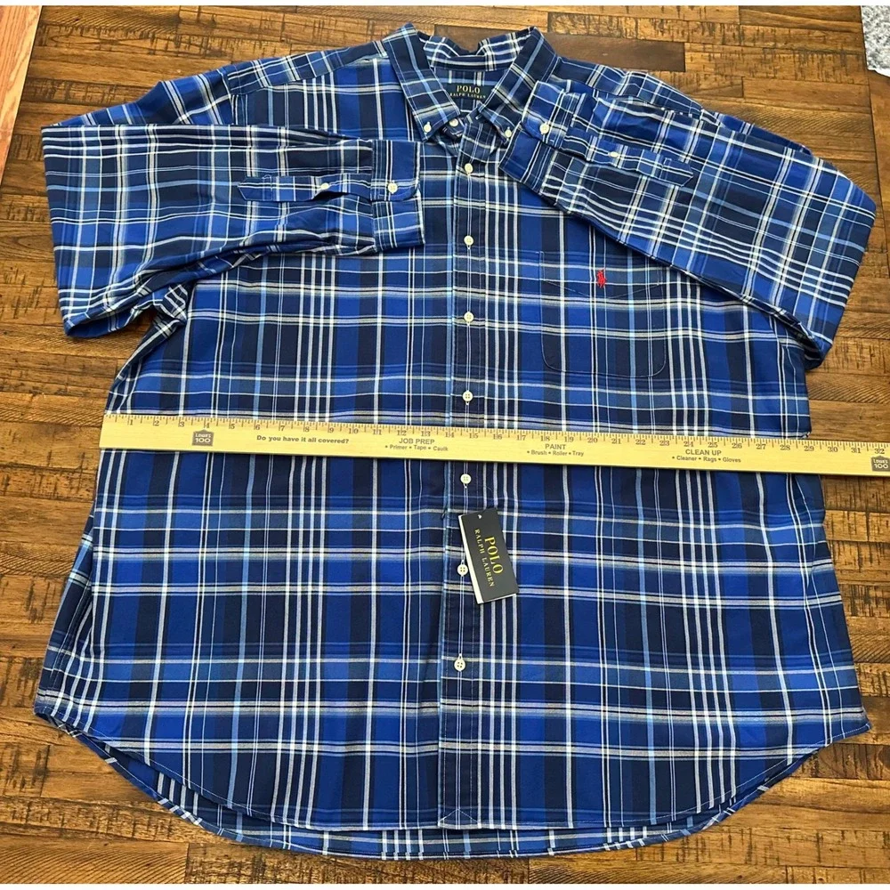 NWT $138 Polo Ralph Lauren Mens 3XB Pony Plaid‎ Oxford Button Down Shirt Big